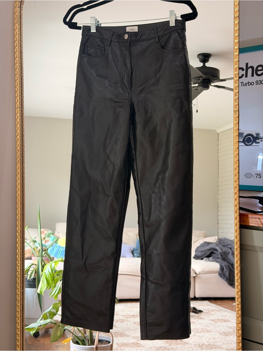 Aritzia Wilfred Melina Black Vegan Leather Pants Size 6